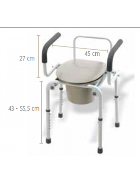 Cadeira sanitária com Apoios de Braços Rebativeis